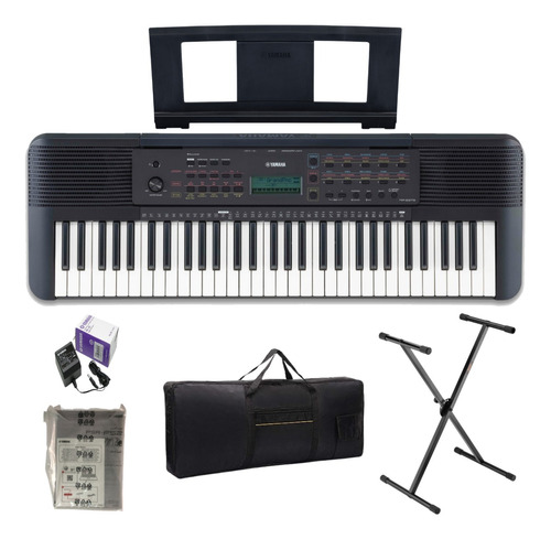 Kit Teclado Yamaha Psr-e273 Con Base, Estuche Y Adaptador.