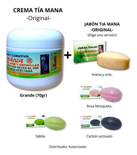 Crema Tía Mana 70gr Grande + Jabon Tía Mana Originales 