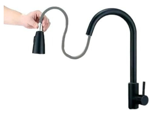 Llave Monomando Lavaplatos Retractil Negro Mate Oferta