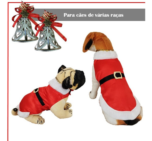 Roupa Pet Natal Papai Noel Mamãe Noel Fantasia Cachorro