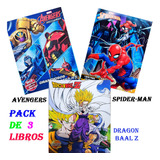 Libros Para Colorear Dragon Ball, Avengers Y Spider-man 3 Pz