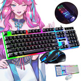 Kit Teclado Mouse Usb Gamer Profesional Con Retroiluminación