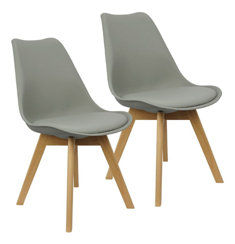 Kit 2 Cadeiras Charles Eames Leda Design Wood Estofada