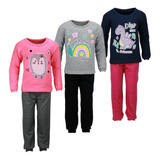 Kit 3 Conjunto Moletom Menina Infantil Gola Careca Feminino