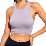 Blusa Crop Top Mujer Sexy Sin Mangas Deportivo Yoga Ajustado