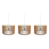 Lampara De Techo Colgante Moderna Madera Nordica Luces X3