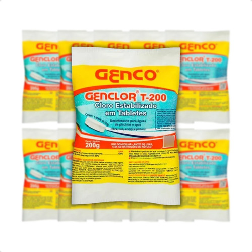 Kit 10 Cloro Estabilizado Pastilha Genclor T200 200g Genco