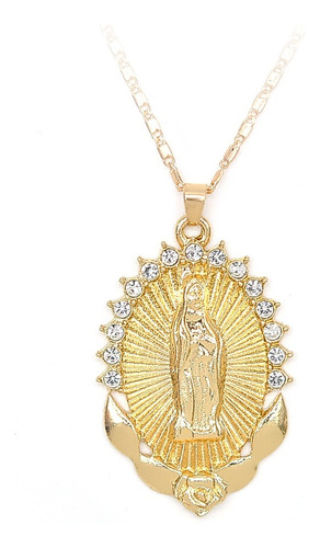 Medalla Virgen María Collar Con Cadena De Acero Inoxidable