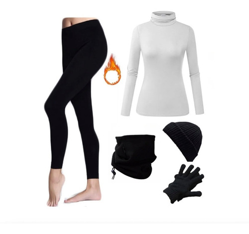 Combo X5 Ropa Termica Leggins Gorro Buso Guantes Bufanda 