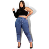 Calça Jeans Plus Size Jogue Corsario Feminina Cós Alto