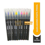 Marcadores Fibras Brush Colores Punta Pincel X10 Colores 