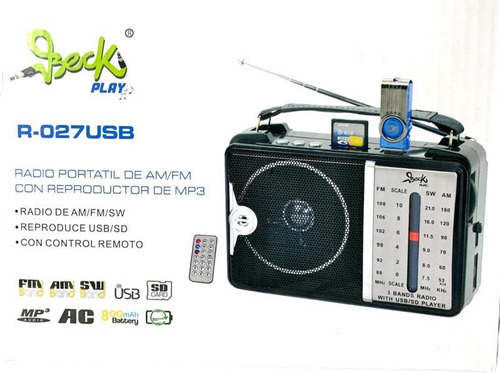 Radio Recargable Am Fm Control Portátil Mp3 Usb Micro Sd Aux