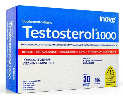 Testosterol 1000 Man Inove Nutrition Suplemento 30 Unidades Sabor Sem Sabor