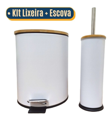 Kit Lixeira Para Banheiro Inox 5l + Escova Sanitária Suporte