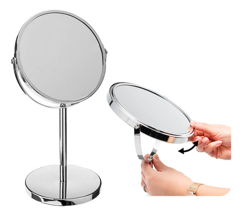 Espejo De Pie Mesada Maquillaje Baño Giratorio 360º Aumento