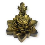 Incensário Cascata Flor Lotus Ponta Ganesh Livro Dourado 7cm