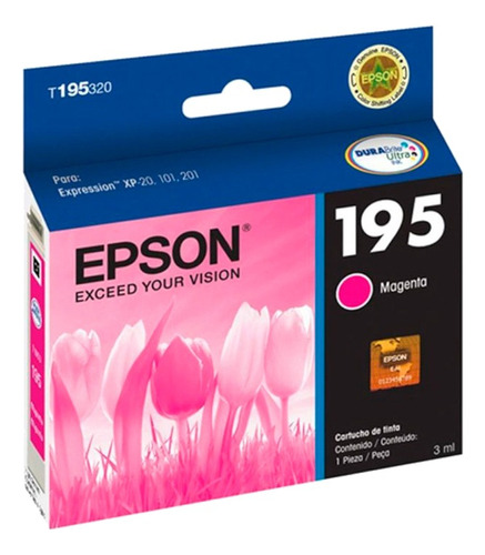 Cartucho Epson 195 Magenta Xp201 Original T195 201 211 204