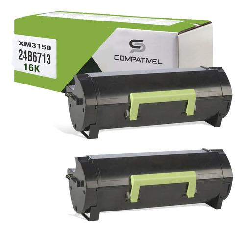 2 Toner Compatível C/ Lexmark 24b6713 P/ M3150dn Xm3150 16k