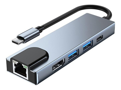 Adaptador Hub Tipo C 5 En 1 Gigabit Ethernet Hdmi Usb 3.0 Pd