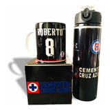 Cilindro De Aluminio + Taza Cruz Azul Personalizado Color Negro