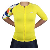 Camiseta De Ciclismo Uv50+ Unissex Wv Team Ultra Amarelo