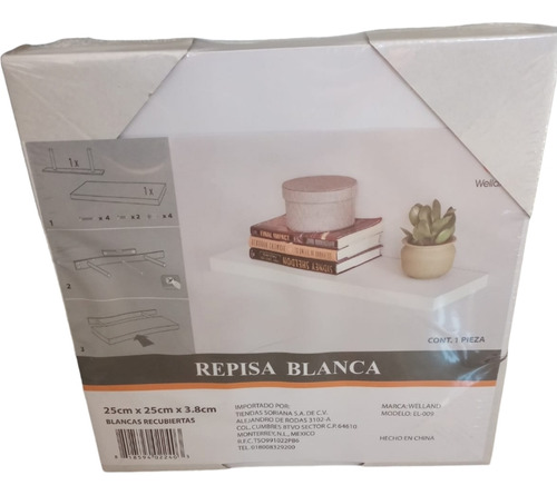 Repisa Blanca Flotante 25cm X 25x 3.8cm Marca Welland