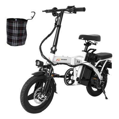 Bicicleta Eléctrica Pop Shoppe S6 Plegable con 750W y 35 km\u002Fh en Blanco | Meses sin interés