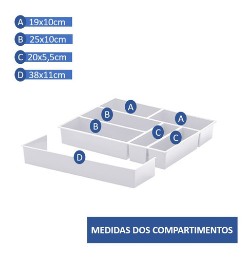 Organizador Talheres C/ Extensor Branco 40x33x6,5 Paramount