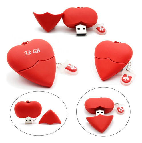 Memoria Usb Diseño Forma Figura De Corazón 32gb