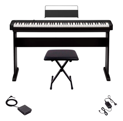 Piano Casio Stage Digital Preto Cdp-s110 C/ Estante + Banco