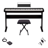 Piano Casio Stage Digital Preto Cdp-s110 C/ Estante + Banco