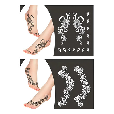 3 Plantillas Esténcil Tatuaje Temporal P\u002F Pie Henna Estampa | MercadoLibre