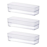 Kit 3 Organizadores Transparente Multiuso Gaveta 22x7x5 935