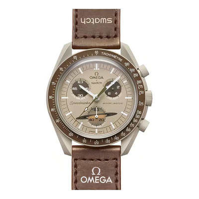 Reloj Swatch Omega Bioceramic Mission To Saturno Color De La Correa Marrón Color Del Bisel Marrón Color Del Fondo Beige | Envío gratis