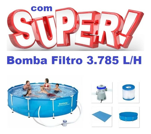 Piscina Bestway 6473 Lt Bomba Filtro 3785 Lh 220v Capa Forro