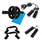 Kit Fitnes Rueda Abs + Soga + Manijas Flexiones + Hand Grip