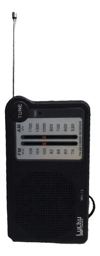 Mini Radio Portatil Am Fm De Bolso Preto Lucky Mk13 Viagem Aa