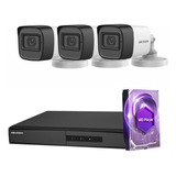 Kit Seguridad Dvr 4ch Hikvision + 3 Camaras 1080p 2mp + Disc