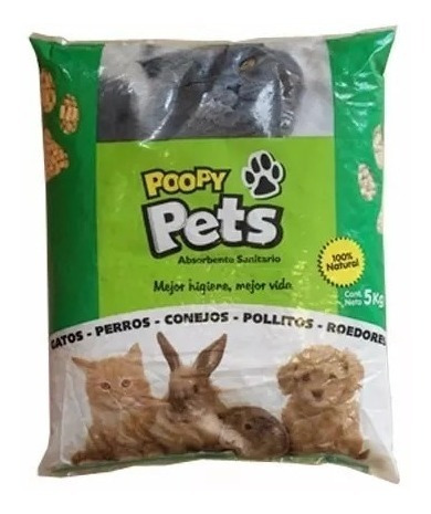 Pellet  Sanitario Poopy Pets 5 Kg X 5 Unidades