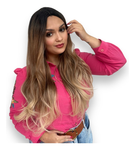 Peruca Lace Wig Longa 70 Cm Fibra Futura Modelo Sandy