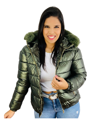 Jaqueta Feminina Puffer Metalizada Facinelli  