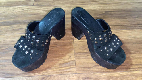 Sandalias Zapatos Ricky Sarkany Talle 38 Negro De Gamuza