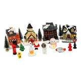 Natal Iluminado Casa Figuras Vila Kit Miniatura Decorações