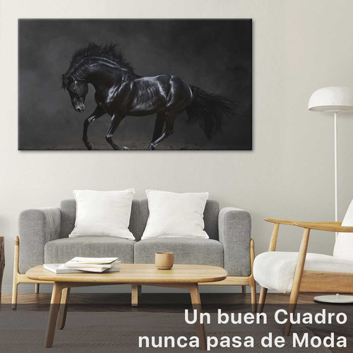 Cuadro Canvas Caballo Negro Animales Elegante Arte 130x60