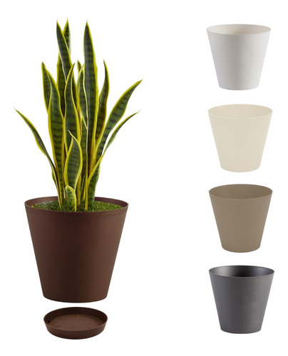 Maceta Cono Con Plato Plastico Tes Jardin Plantas 5 L