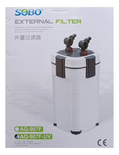 Filtro Externo Botellon 1500 L/h Luz Uv Marca Sobo Aq907f-uv