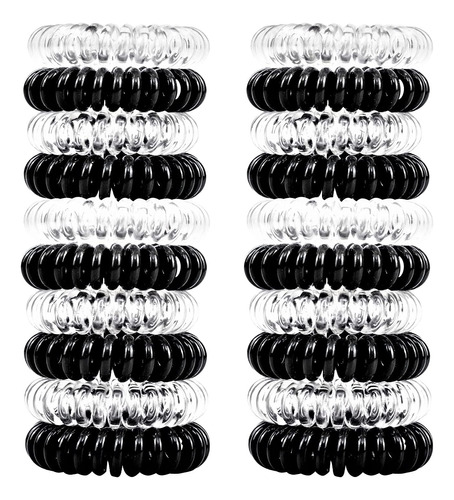 50 Lazos En Espiral Para El Pelo, Color Negro, Transparente