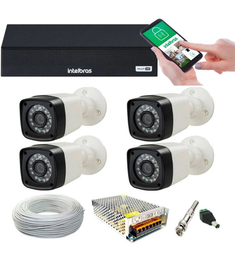 Kit 4 Câmeras Segurança 2 Megapixel Dvr 4ch Intelbras 3004