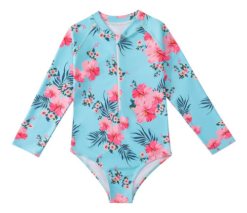 Traje De Baño Para Niñas Manga Larga Protección Solar Upf50+