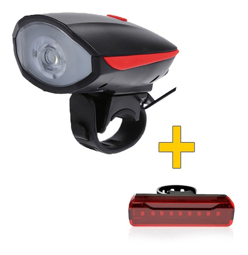 Luz Linterna Bicicleta 250 Lumens Con Pito + Luz Trasera 